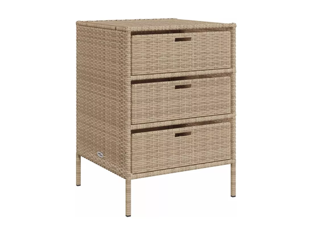 Armoire de rangement de jardin beige 55x59x80 cm résine tressée