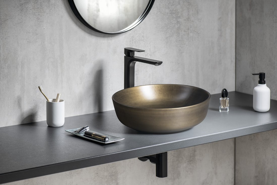 Sapho Priori keramische ronde waskom 41.5cm brons
