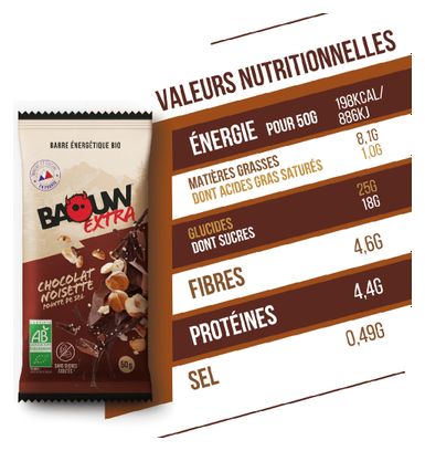 Barre énergétique Baouw Extra Chocolat/Noisette - 50g