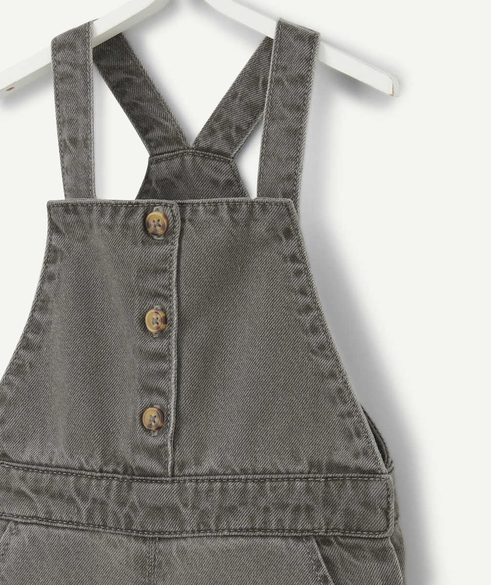 SALOPETTE BÉBÉ FILLE EN DENIM LOW IMPACT GRIS