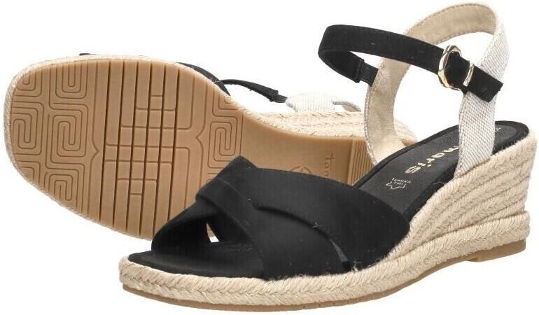 Tamaris Zwarte suède sandalette met 6 cm hak Multicolor Dames
