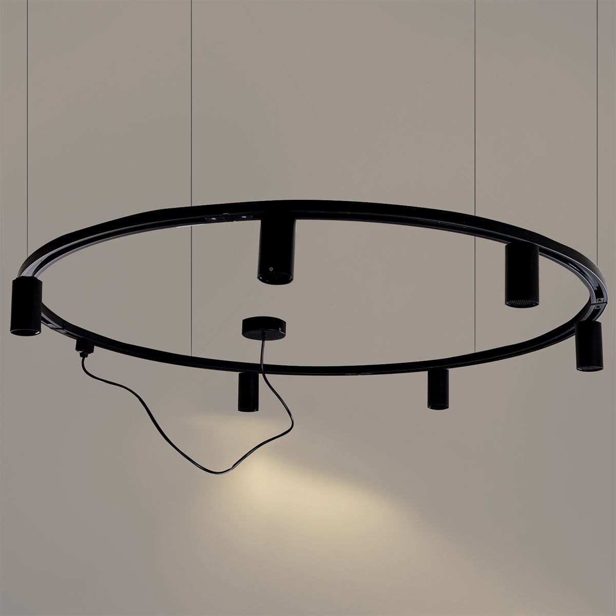 Modern hangend railsysteem met 6 spots zwart 1-fase GU10 50mm - Iconic Ruby Honey