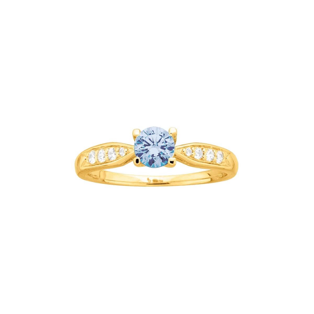 Bague en Plaqué Or avec spinelle bleu topaze