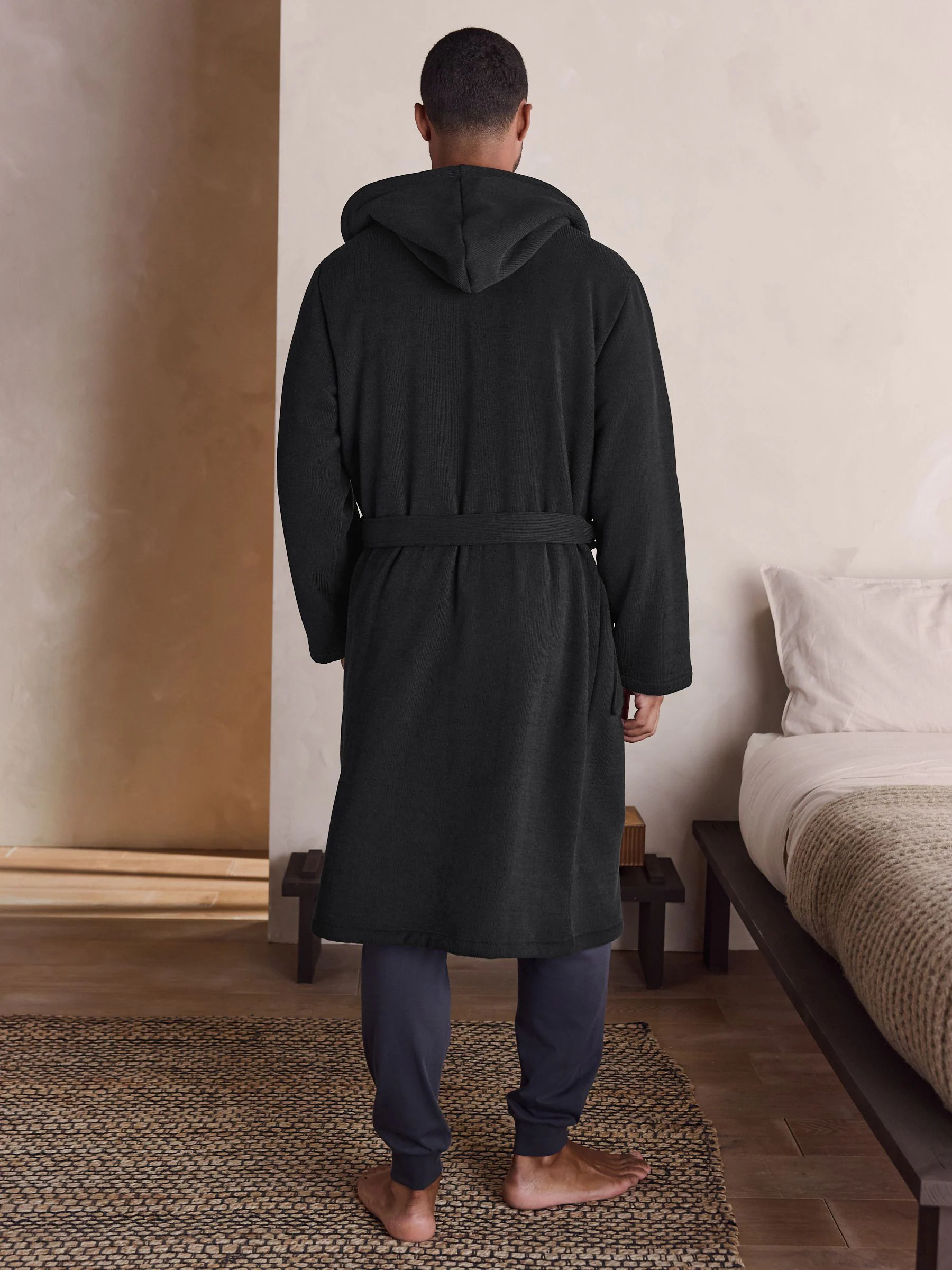 Zwart - Corded Textured Dressing Gown
