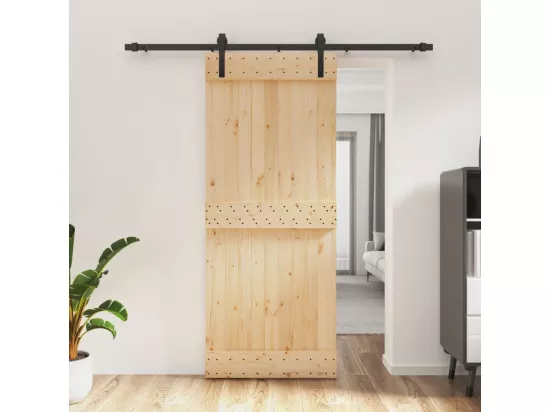Porte coulissante et kit de quincaillerie 85x210 cm pin massif