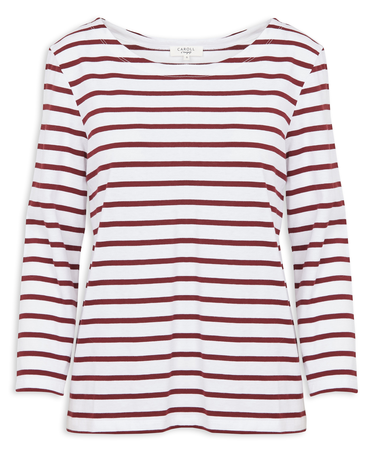 TRIFINE - Tee-shirt col rond à rayures en coton| Rouge