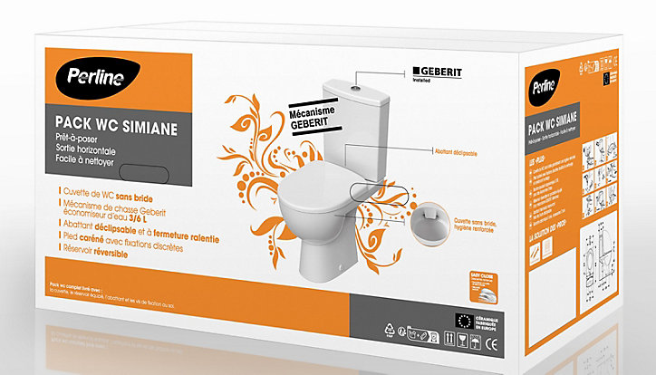 Pack WC à poser sans bride blanc Simiane Perline