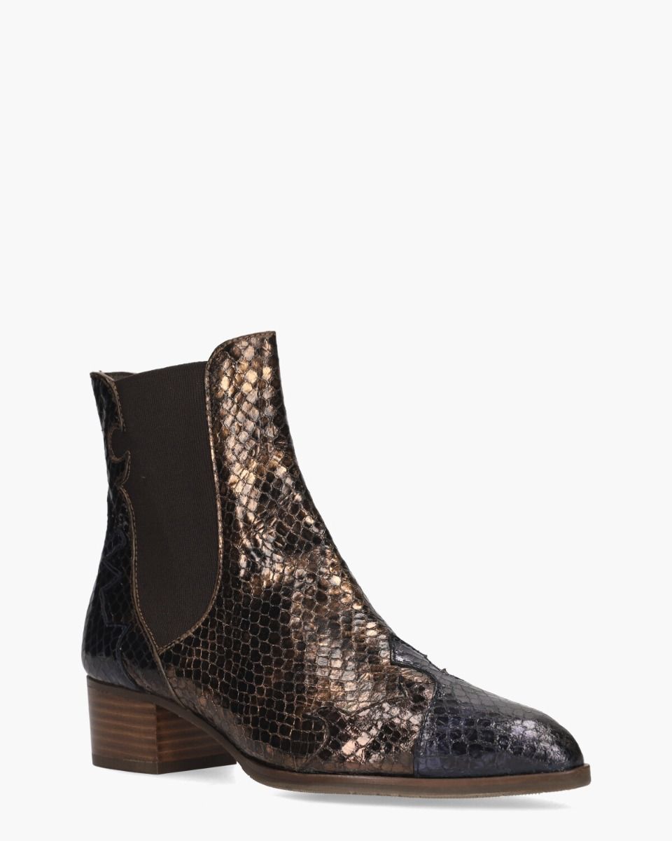 Pertini 30961 Brons/Zwart Dames Enkelboots