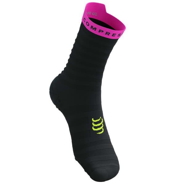 Chaussette running COMPRESSPORT PRO RACING SOCKS V4.0 ULTRALIGHT RUN HIGH BLACK/SAFETY YELLOW/NEO PINK
