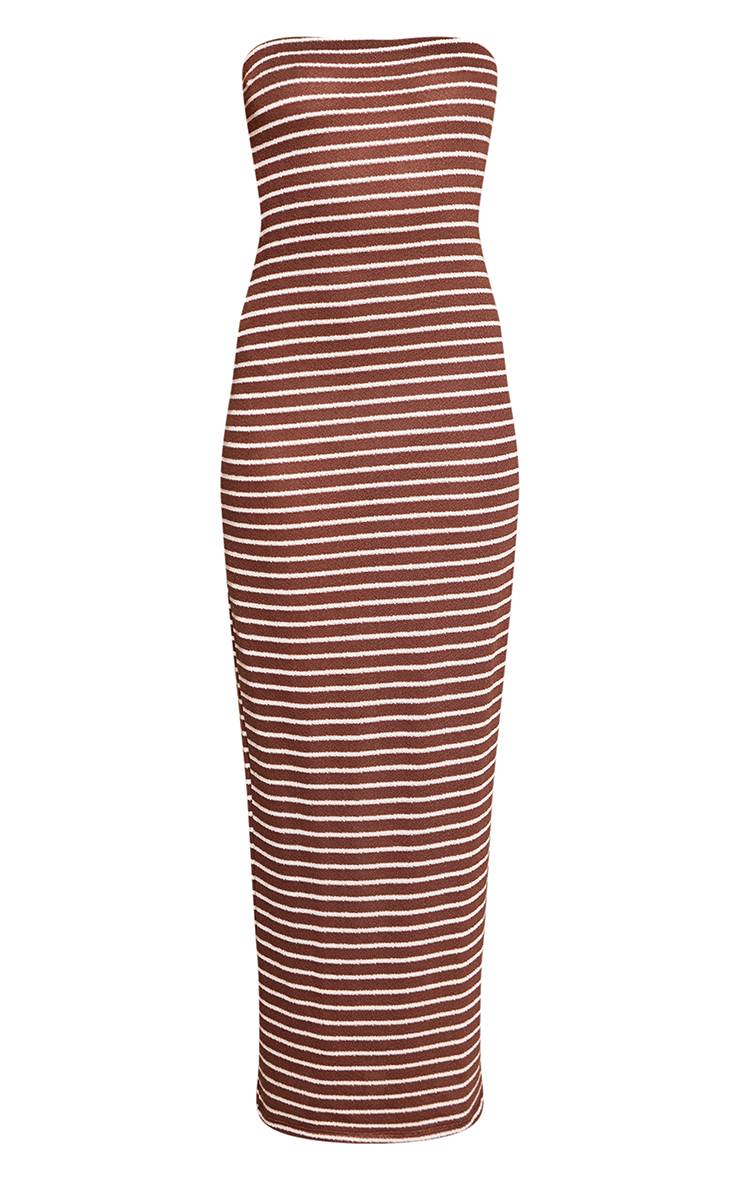 Chocolat Robe Maxi Bandeau À Rayures Texturées