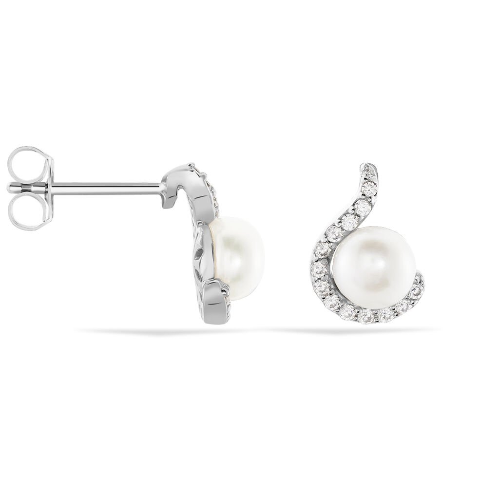 Boucles D'oreilles Pendantes Marsia Argent Blanc Perle De Culture