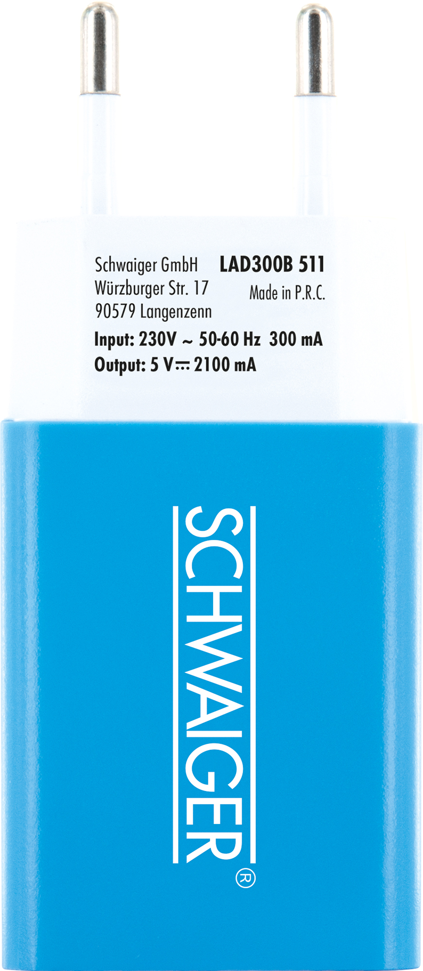 Schwaiger LAD300B 511 USB voedingsadapter - Light Blue