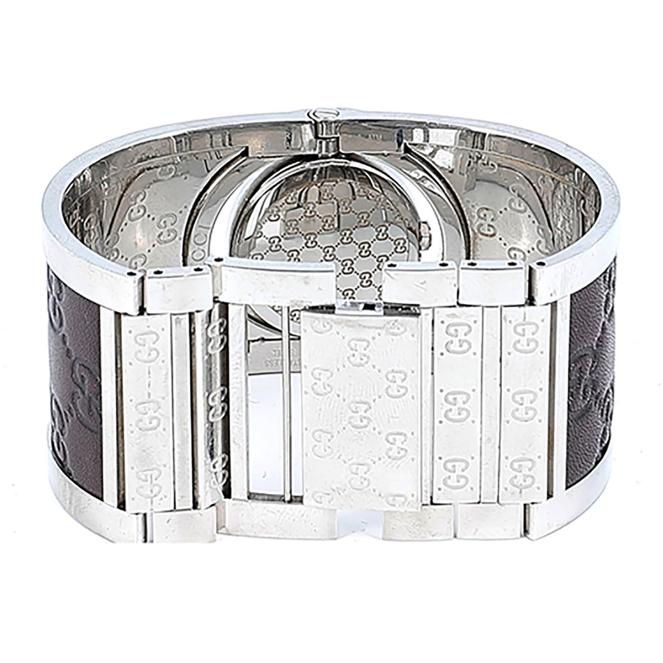 Gucci Montre Twirl Acier & Cuir Monogramme marron - Très bon état