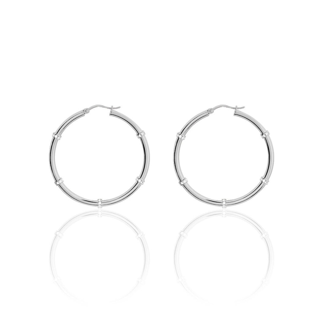 Créoles Aivy Rondes Acier Blanc Strass