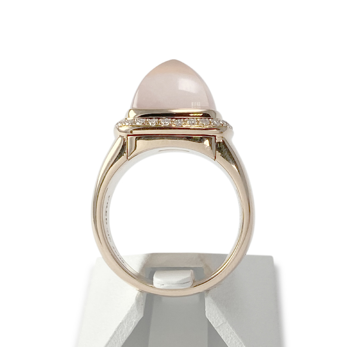 Bague d'occasion or 750 jaune diamants et quartz rose