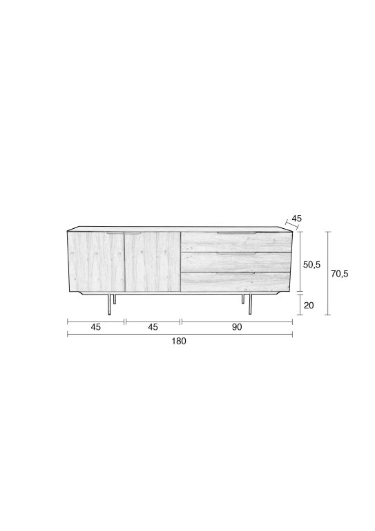 Zuiver Travis dressoir walnoot