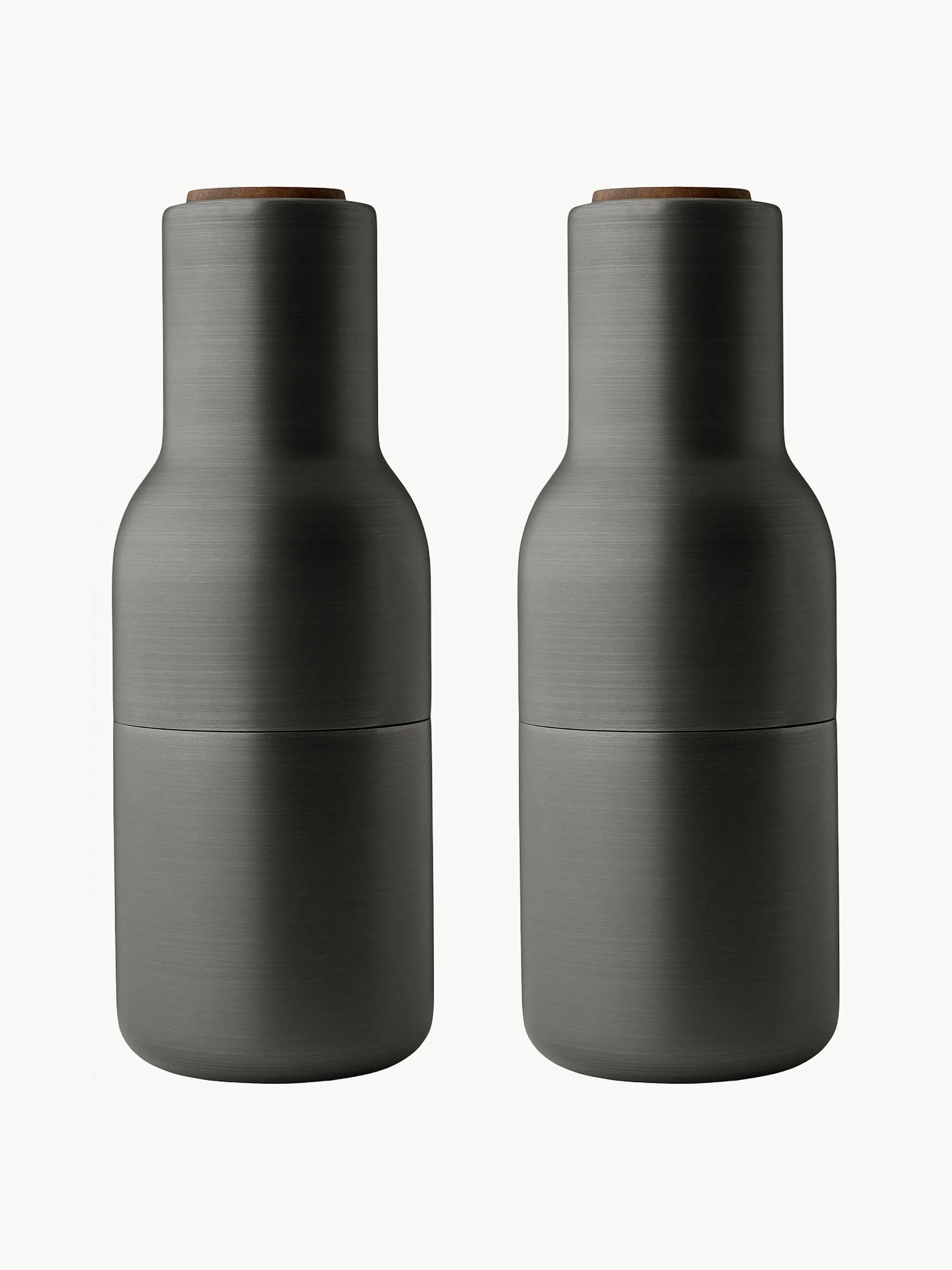 Zout- en peperstrooier Bottle Grinder met walnoothouten deksel, 2-delig