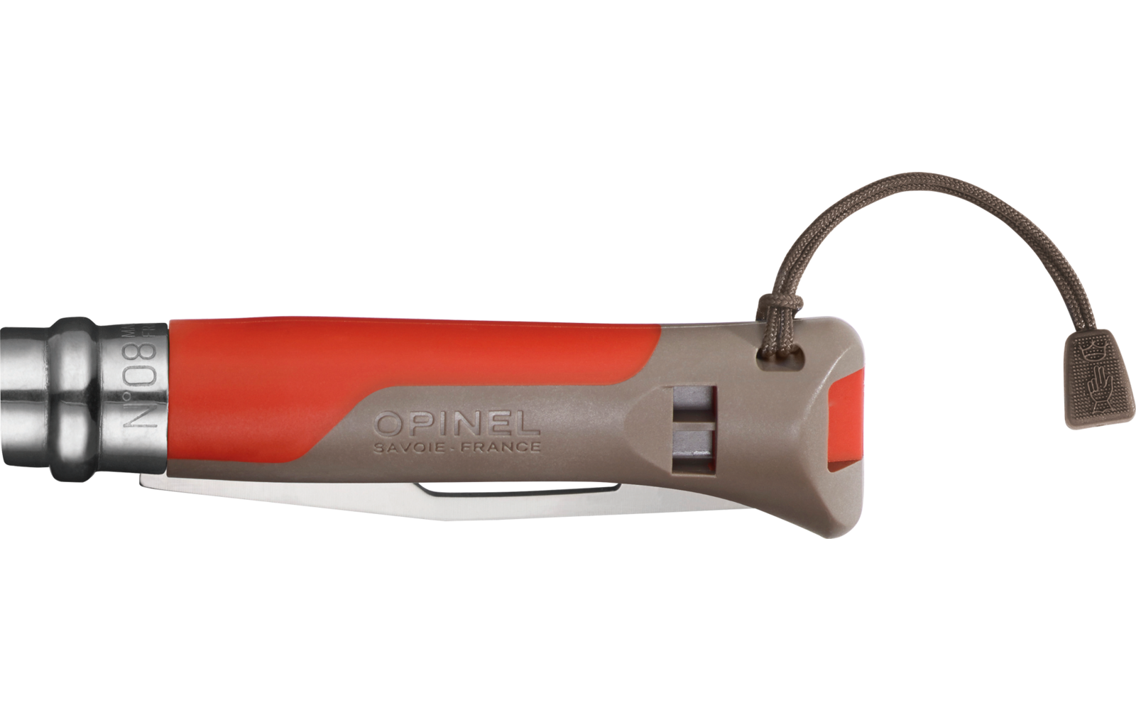 Opinel N°08 Outdoor Taschenmesser mit Signalpfeife Klingenlänge 8,5 cm grün