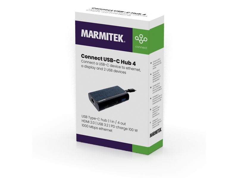 Marmitek USB-Hub Connect USB-C Hub 4 Portables Multi-Port USB-C Hub