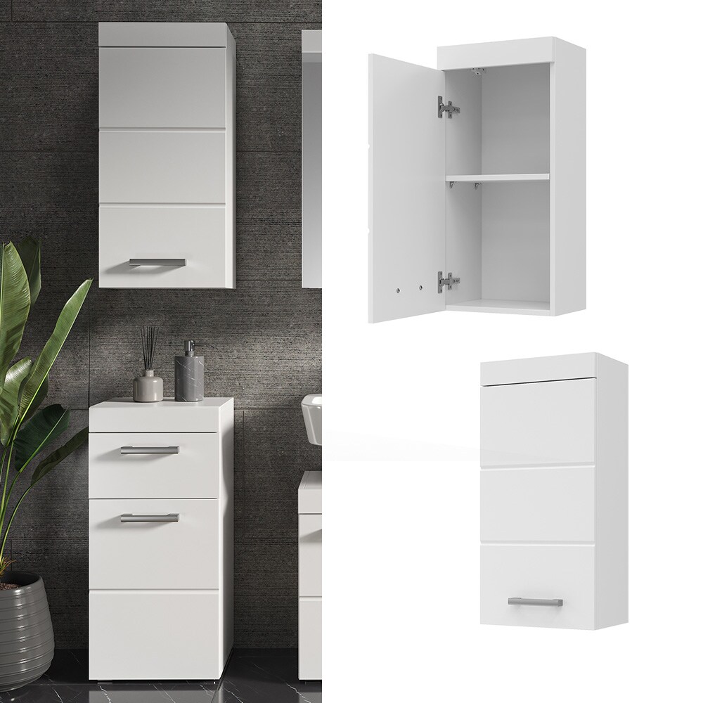 Vicco Hängeschrank Badschrank Badezimmermöbel Luna Weiß Skandi 37x77 cm Badezimmer Schrank Badmöbel Schranktür Schrankfach Ablage Aufbewahrung
