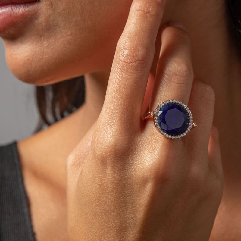 Bague Argent Rose Disque Marine