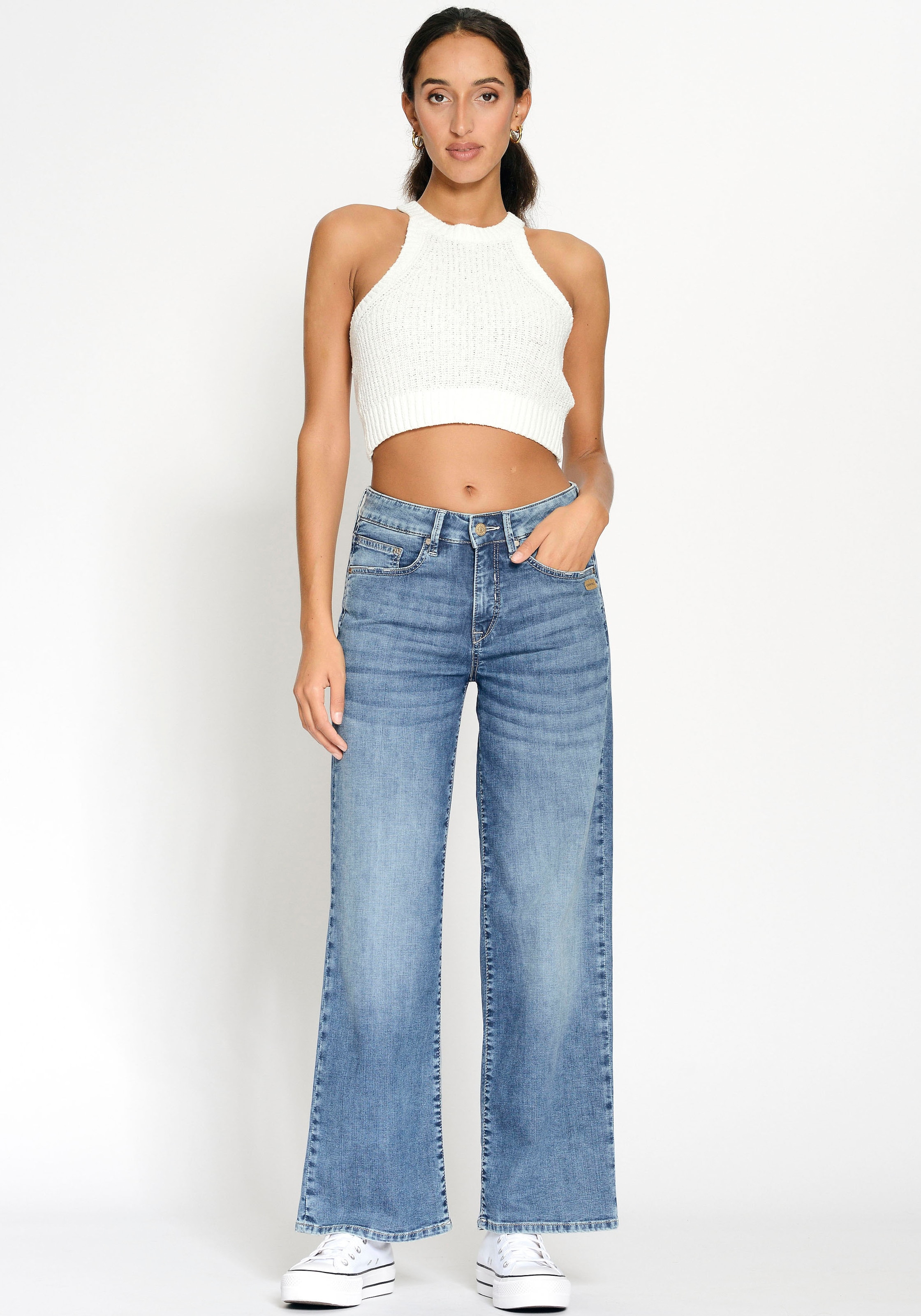 GANG Weite Jeans »94CARLOTTA«, weiter Fit im bodenlangen Palazzo-Style