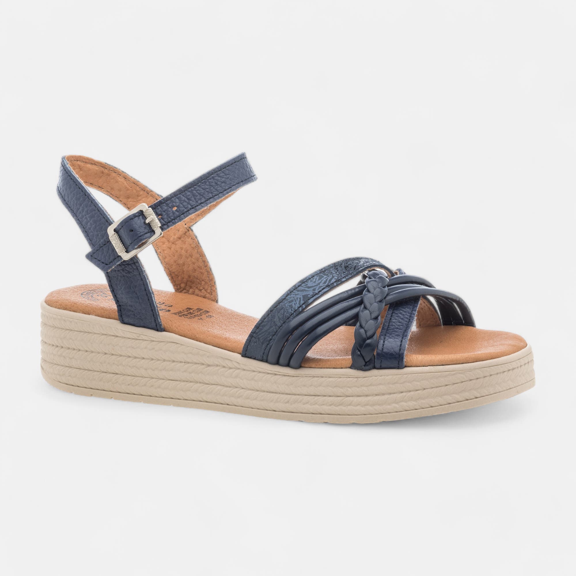 Sandales Femme en cuir bleu marine
