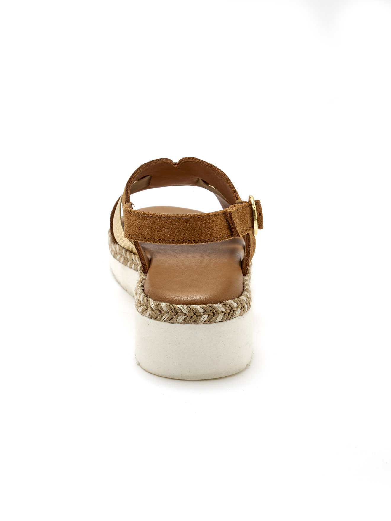 Sandales compensées cuir velours