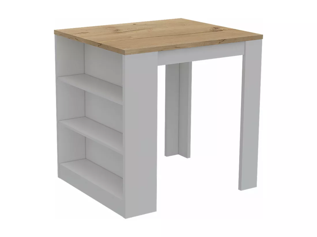 Table de salle à manger Tanna avec des étagères Blanc neige / Dune