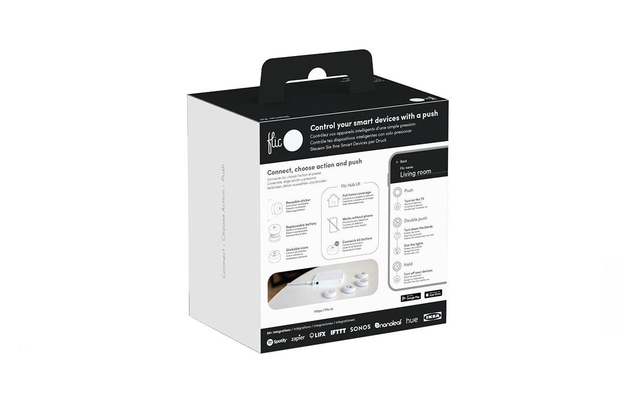 Smart Button Flic 2 Starter Kit<br>Bluetooth Wandsender und Drückknopf mit Bridge