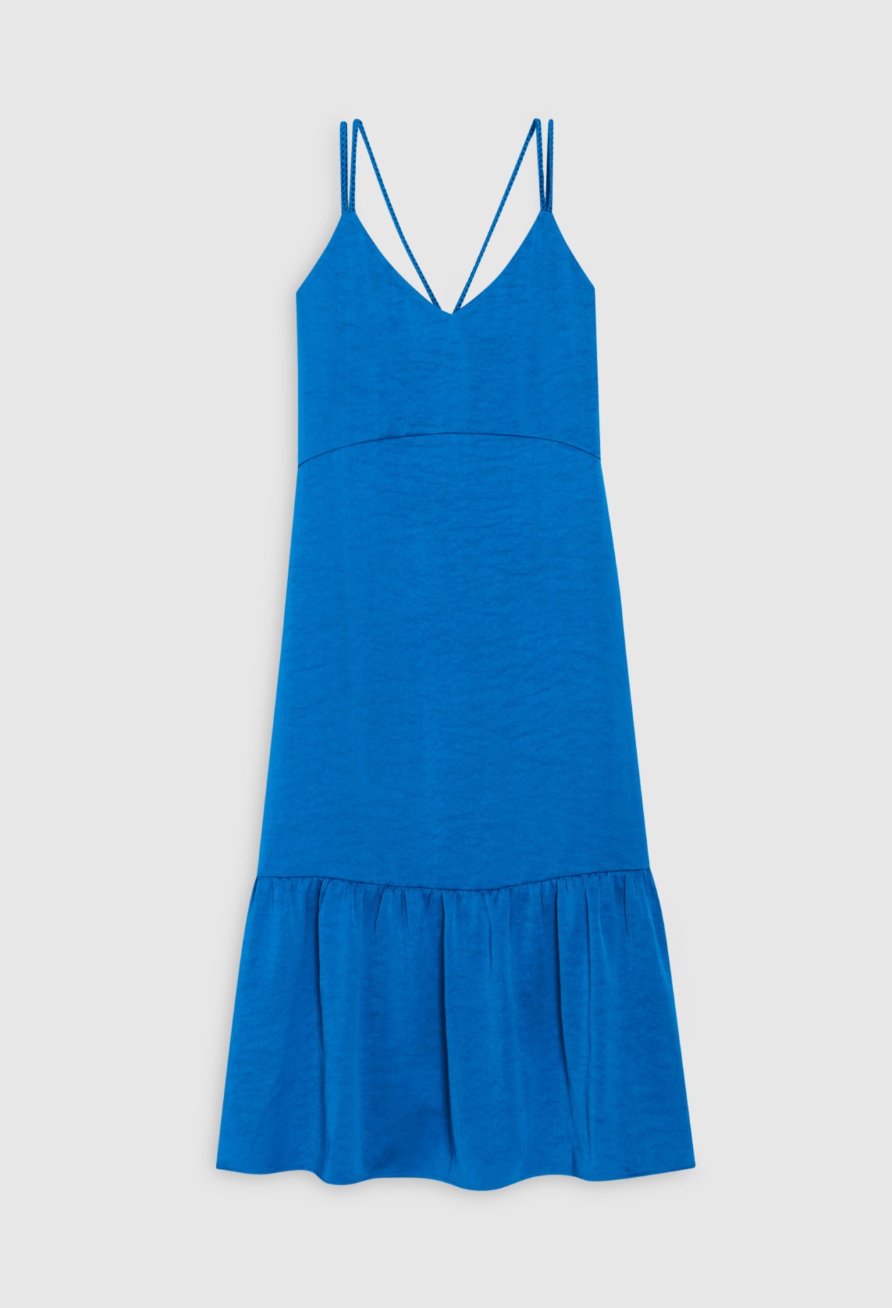 Robe midi satinee bleue
