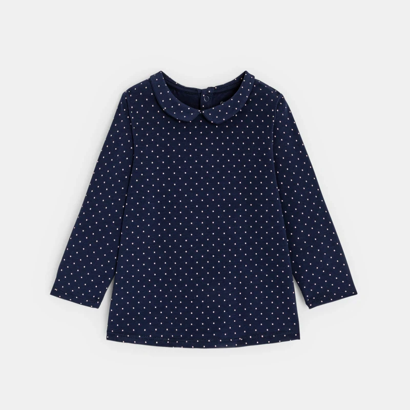 T-shirt col claudine bleu bébé fille Bleu