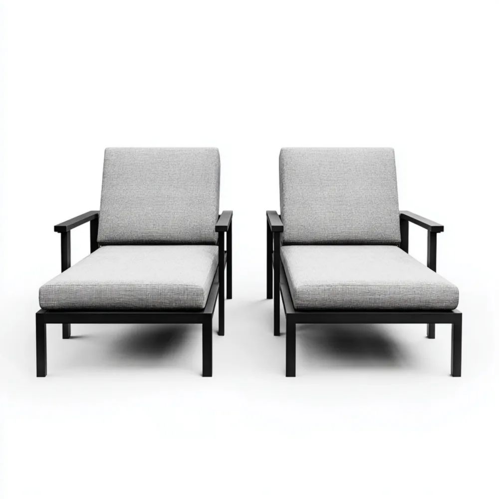 Gartenliegen Set Aluminium 200x65x90 cm - Hellgrau/Schwarz - Modernes Design