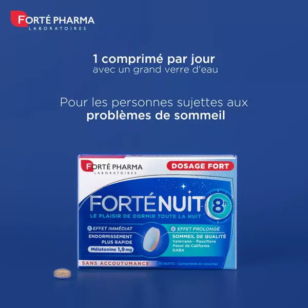 Forté Pharma FortéNuit 30 comprimidos, embalagem com 2 unidades.