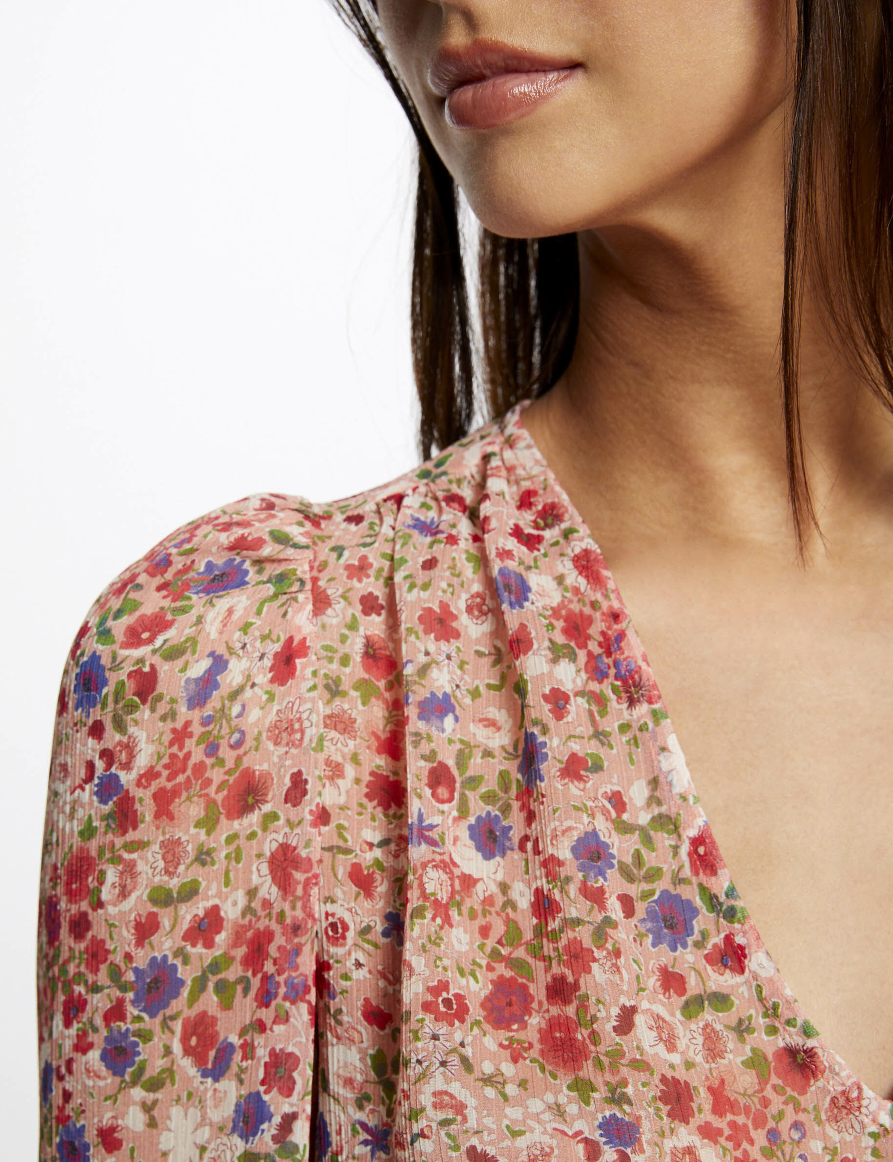 Blouse manches longues imprimé floral multico femme - multico