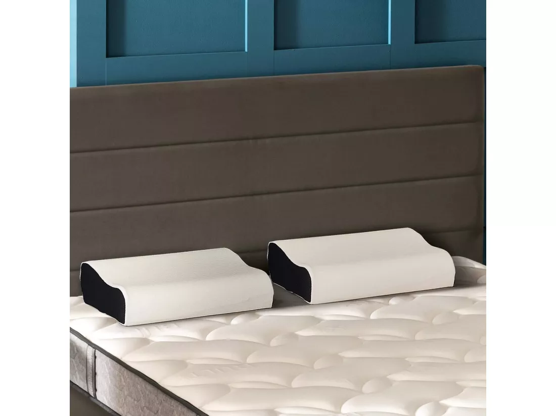 Lot de 2 oreillers ergonomiques Bultex à mémoire de forme 33x52