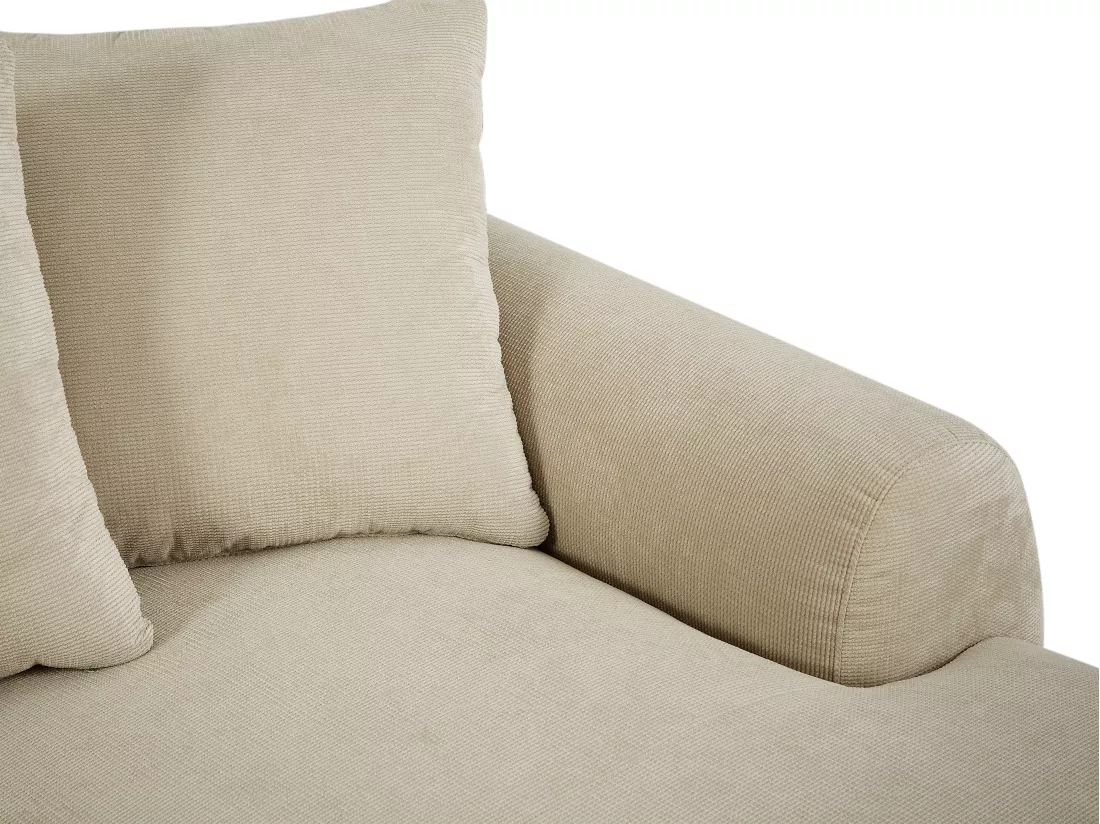 Canapé d'angle droit en tissu texturé beige BAVOPO