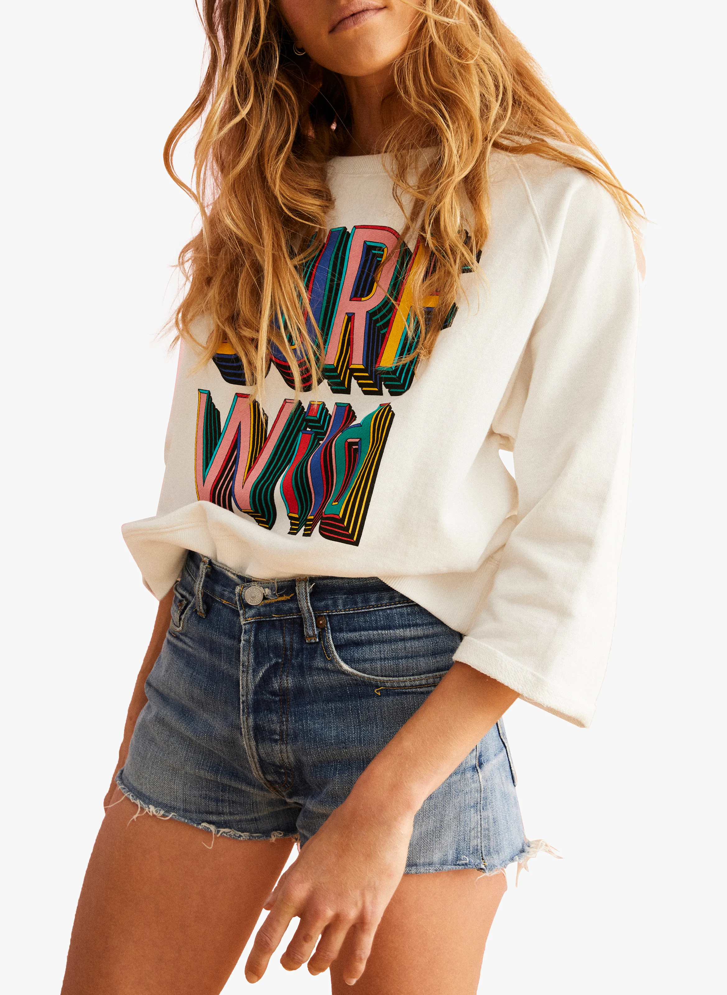 TALLY - Sweat sérigraphié en coton | Blanc
