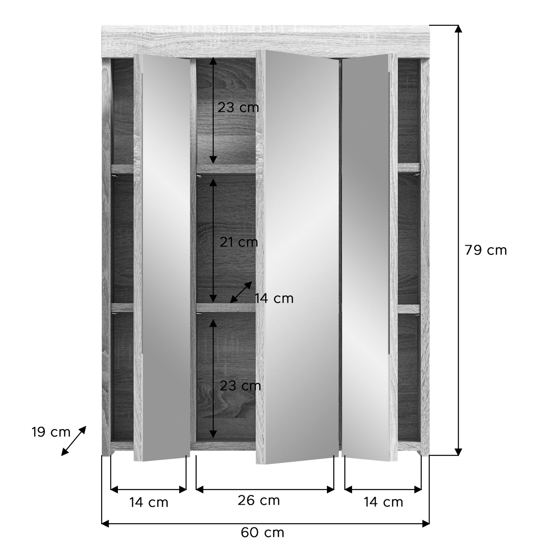 Spiegelschrank LAMBADA - Sonoma Eiche - 60 cm