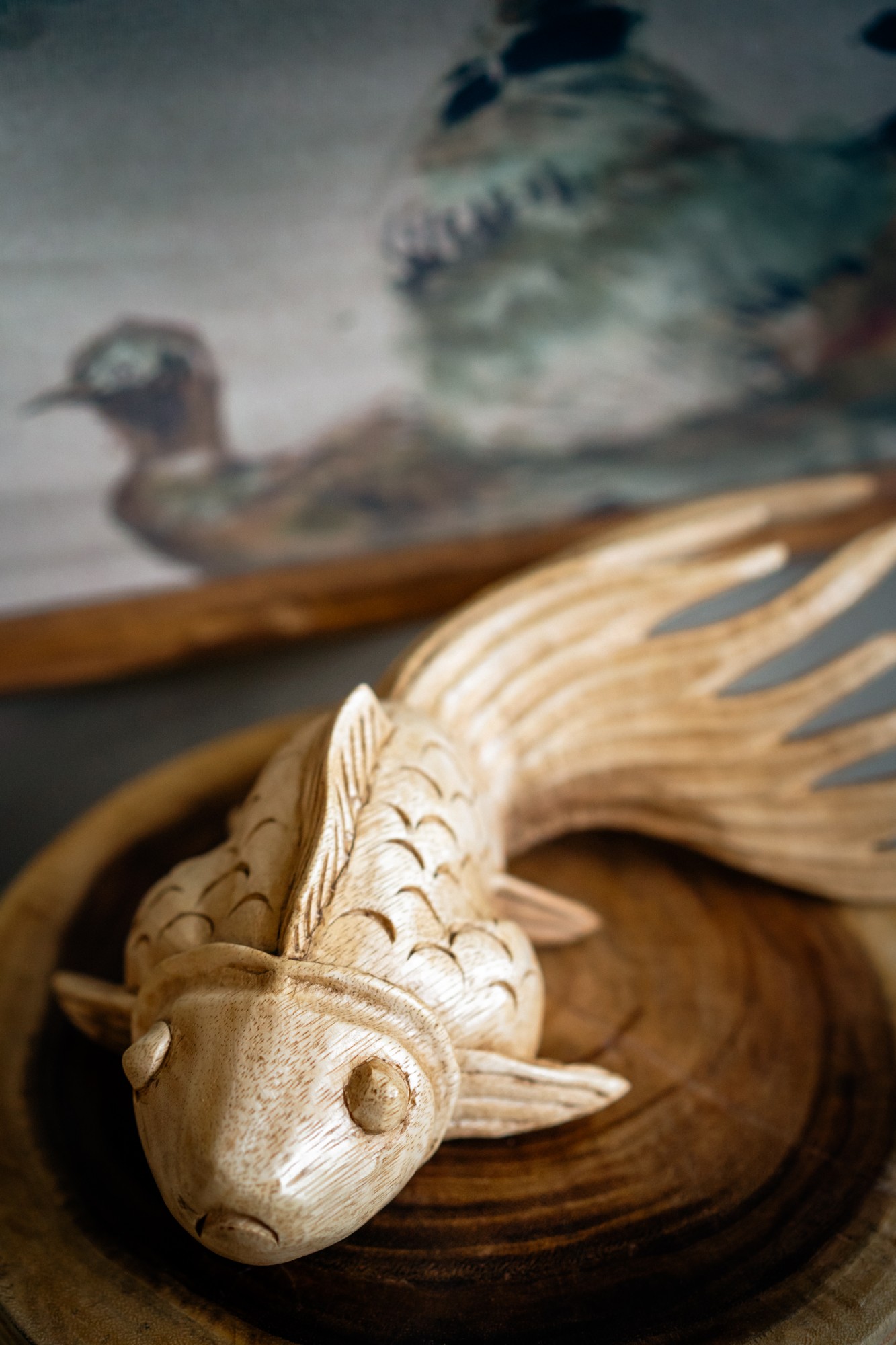 Massivholz-Figur 'Schleierfisch' rechts, natur, H 20 cm, B 32 cm, L 10 cm von fischer's lagerhaus