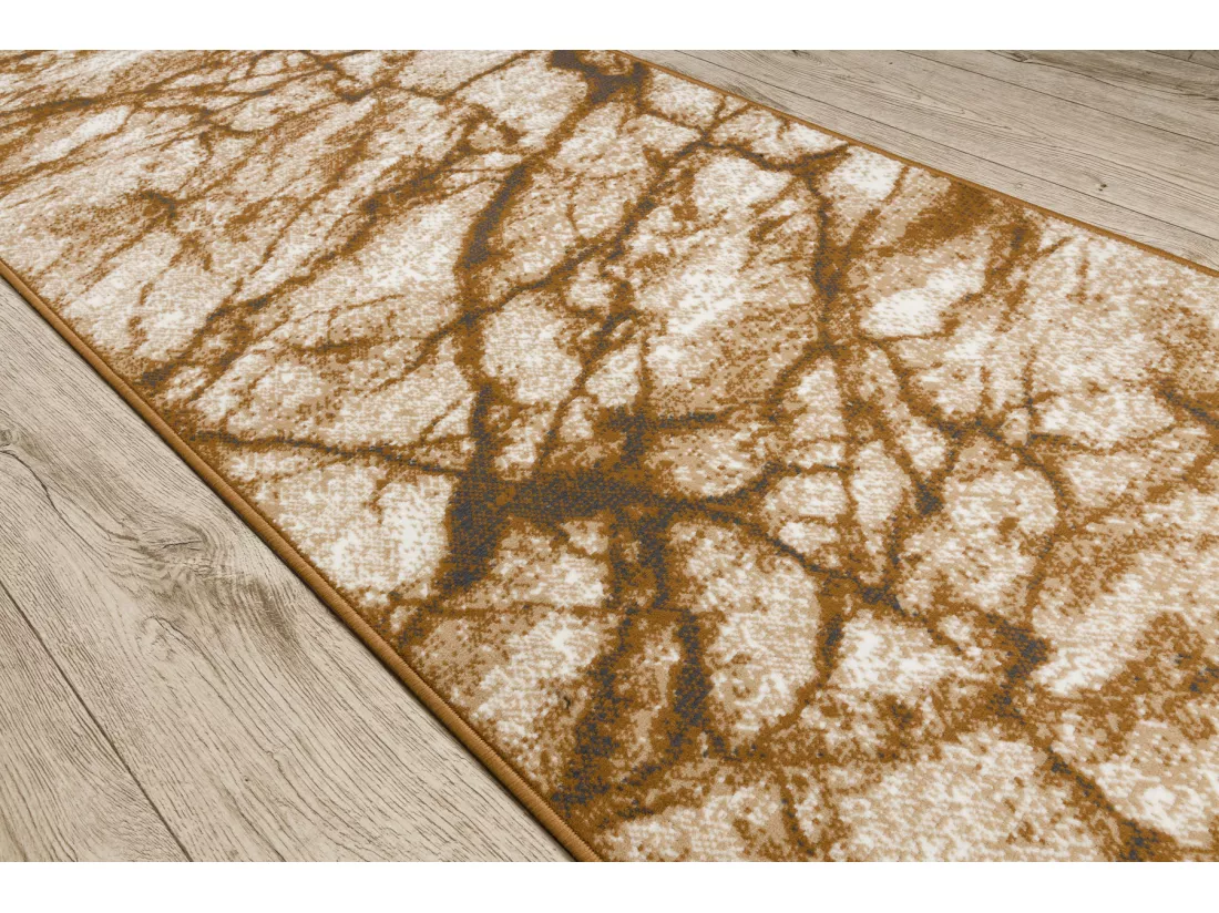 TAPIS DE COULOIR BCF MORAD Marmur Marbre beige / or gris 60x1150 cm