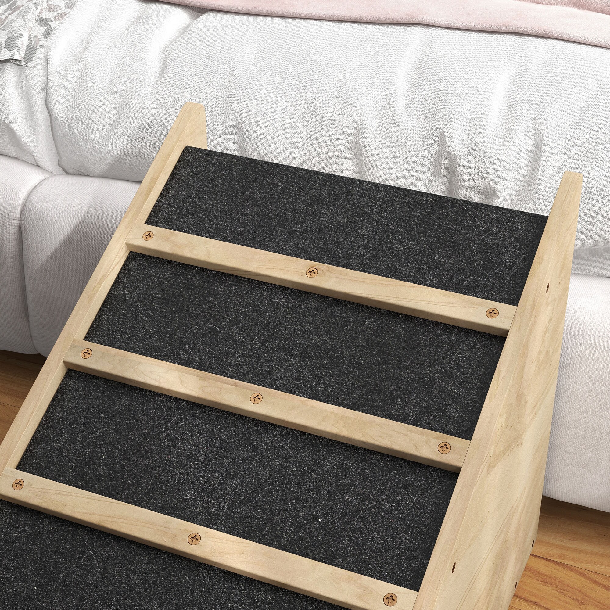 PawHut Haustierrampe mit Neigungswinkel von 30° natur, schwarz 90L x 40B x 45H cm