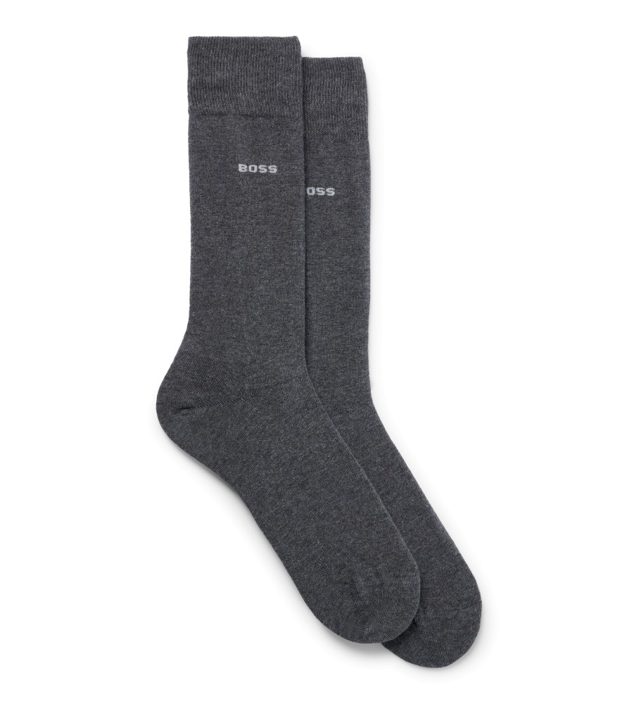 Pacote com 2 pares de meias padrão BOSS, cinza