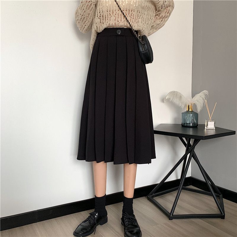 Sisyphi - Hoge taille geplooide midi A-lijn rok