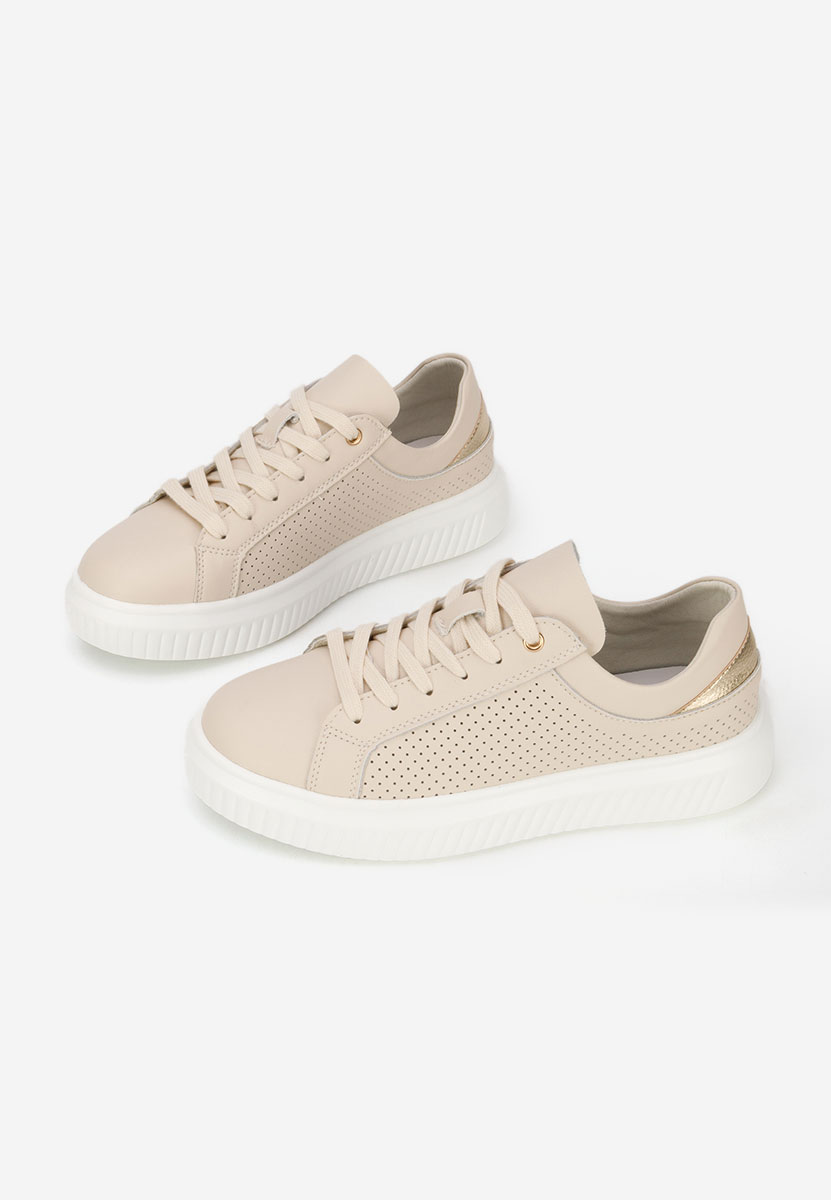 Baskets pour femme en cuir beige Ginetta