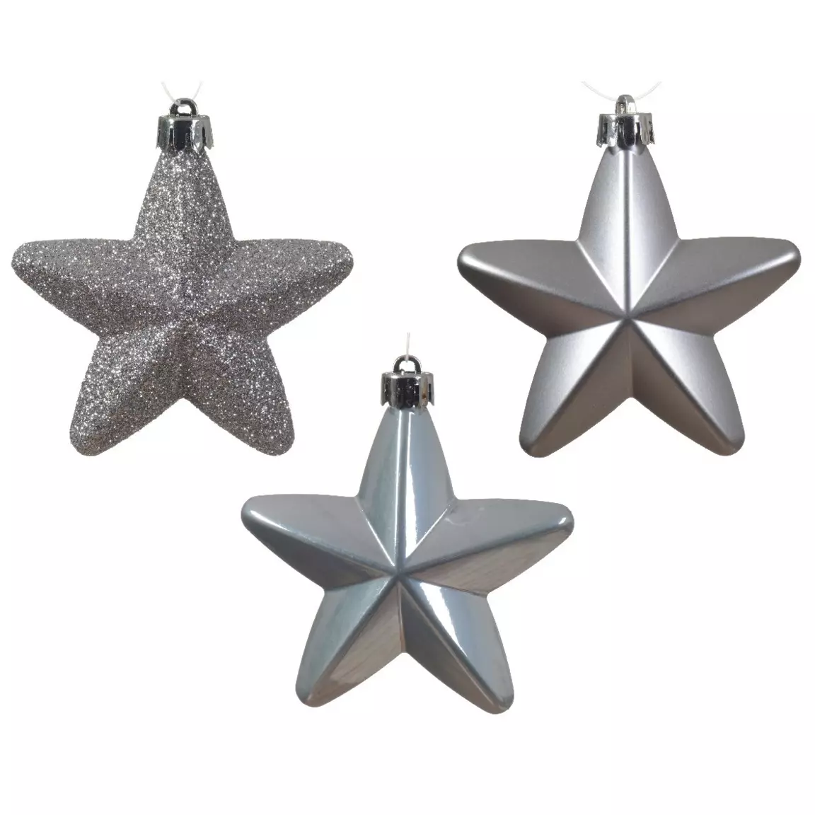 Lot de 6 étoiles de Noël à suspendre (H7 cm) Alpine Gris marbre