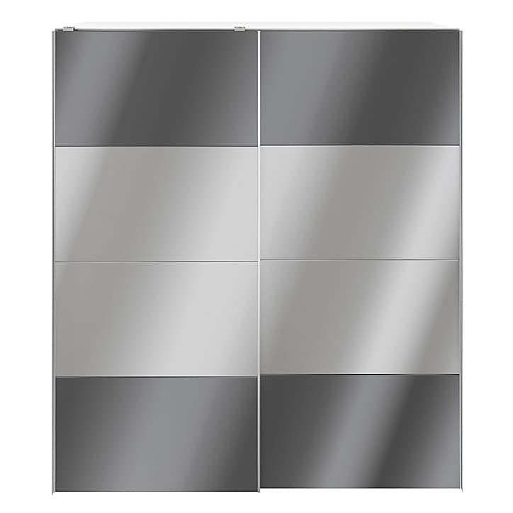 Armoire penderie portes coulissantes anthracite brillant et miroir GoodHome Atomia H. 225 x L. 200 x P. 63,5 cm