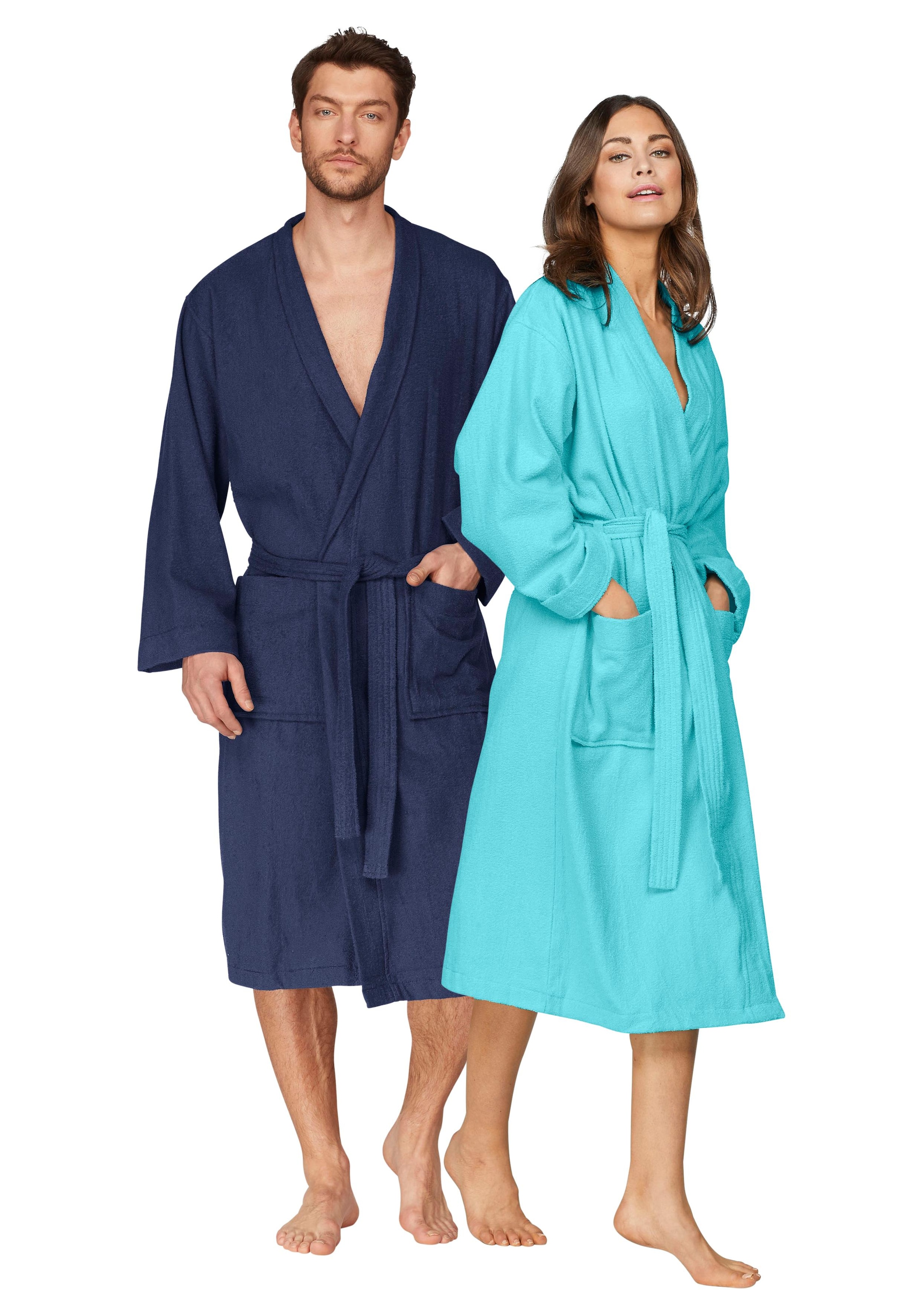 my home Unisex-Bademantel »Travel, ideal für Sauna & Spa, Hotelbademantel, Morgenmantel«, 1 Stk. für Damen & Herren, leichte Qualität, langer Bademantel, S-3XL