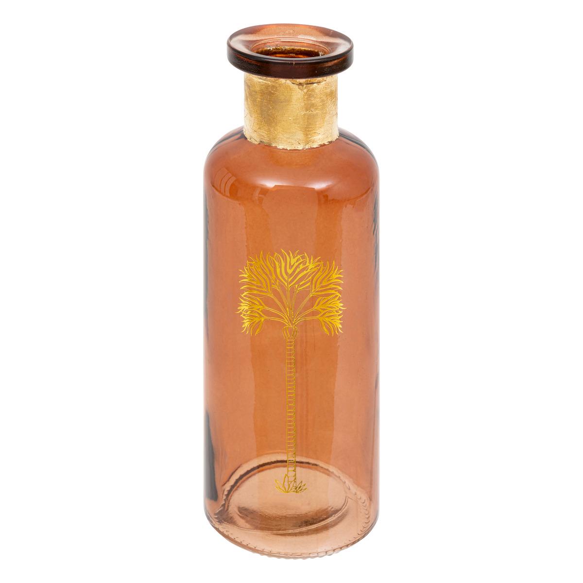 VASE VERRE BOUTEILLE AMBRE TROPICAL BOUDOIR H.22CM