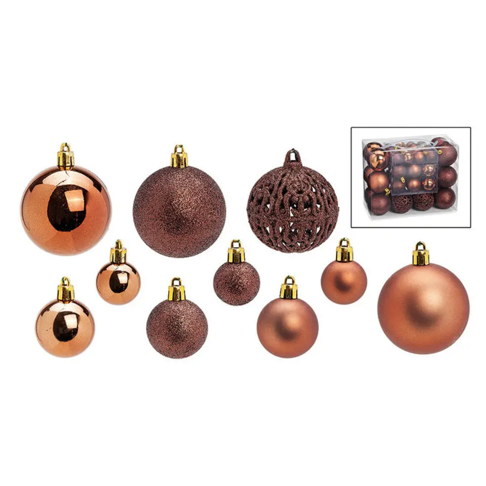 G. Wurm Kerstballen - set 50x st - bruin - 3,4,6 cm